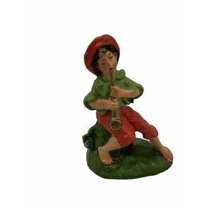 Vintage Made In Italy Boy Playing Flute Nativity Figurine Christmas Holiday